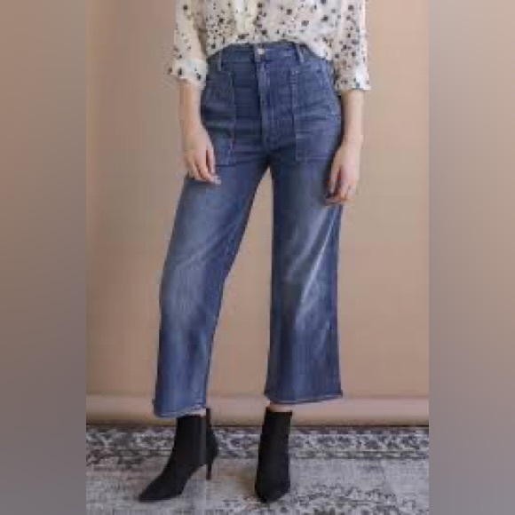 MOTHER DENIM THE PATCH POCKET GREASER JEANS Cropped Wide Leg- Everything We Keep - Picture 4 of 16